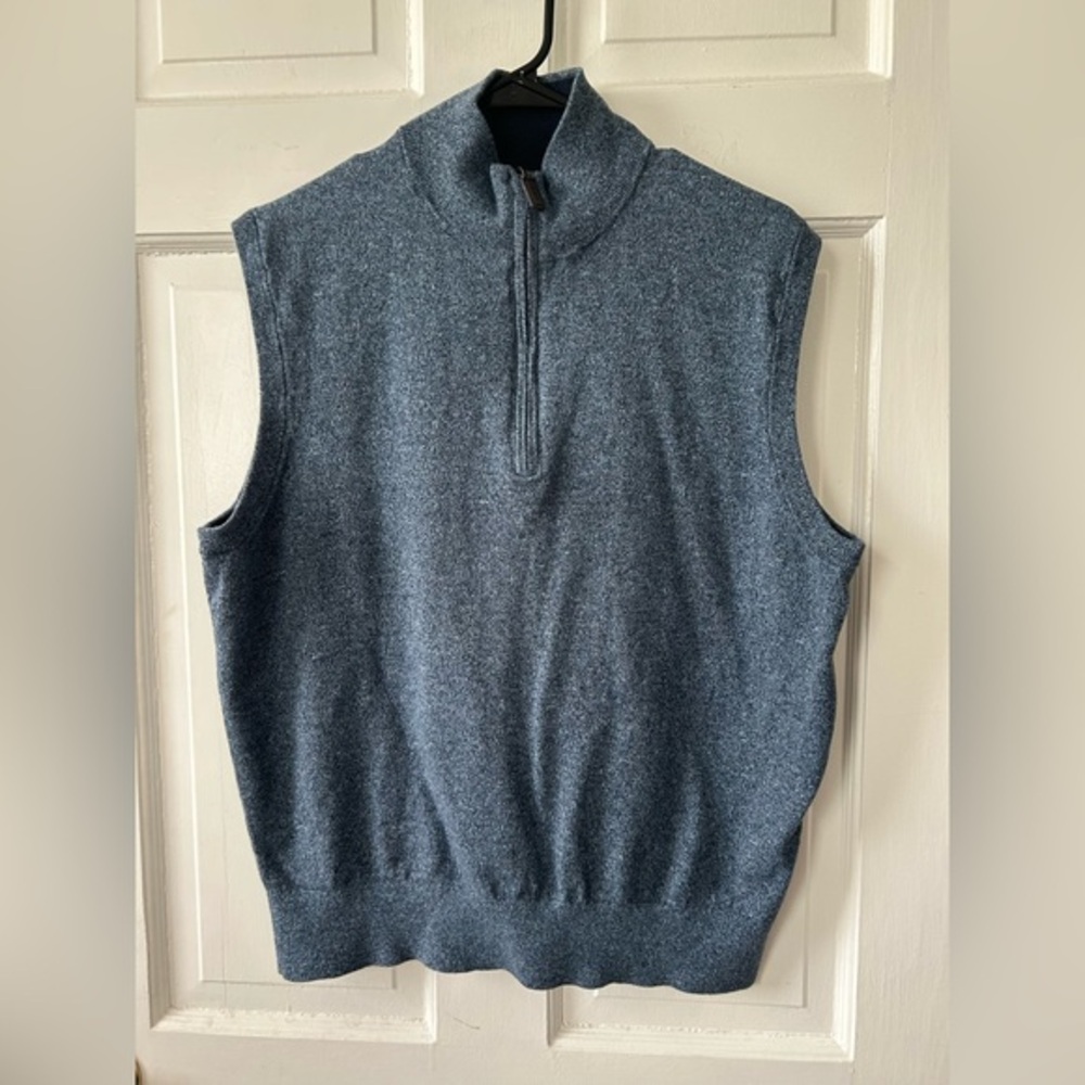 CREMIEUX COLLECTION Men's 1/4 Zip Sweater Vest in Dark Blue Sz Large